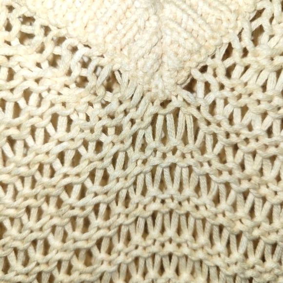 ❤️ 3 for $35 Roxy crochet open weave knit cream 3/4 sleeve sweater medium - Picture 3 of 8